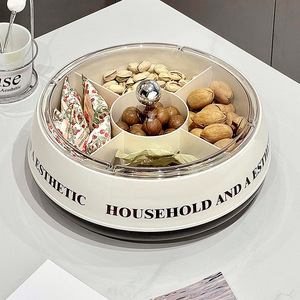 <b>Rotating</b> Fruit Plate Plastic 5 Compartment Snack Tray For Home Living Room <b>Coffee</b> <b>Table</b> Dried Fruits Nuts Candies Storage - Product Image 4