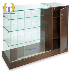 <span class=keywords><strong>Bureau</strong></span> de magasin de tabac sécurisé avec étagères en <span class=keywords><strong>verre</strong></span> trempé, design à panneaux en bois, éclairage LED, compartiment verrouillable, rangement - Product Image 2