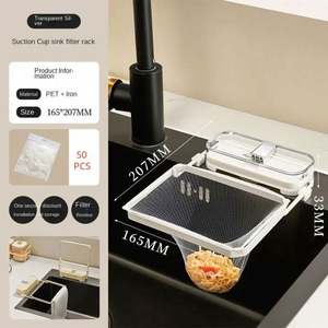 Égouttoir pliable en plastique pour évier de cuisine, panier de drainage pour légumes et fruits, support à ventouse pour rangement, sac en filet - Product Image 1