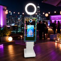 Kiosque photo tactile portable 21,5/32 pouces avec miroir et anneau lumineux pour fêtes