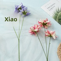 Fleurs artificielles en soie à trois têtes, à volants, motif rose, gaufrées, pour décoration intérieure, aménagement floral de lieux de mariage