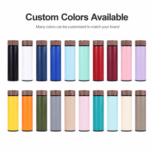 Low MOQ Custom Brand Logo 500ml Vacuum <b>Flask</b> with Wood Lid and Tea Strainer 304 Stainless Steel Water <b>Bottle</b> - Product Image 3