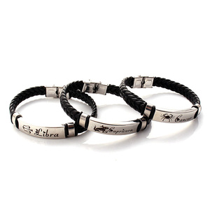 Giá Rẻ Bán Buôn Hỗn Hợp Các Dấu Hiệu Của Các Hoàng Đạo Dây Vòng Đeo Tay Bằng Da Đồng Bằng Thép Không Gỉ Vòng Đeo Tay - Product Image 5