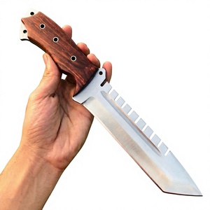 Cuchillo de Caza de Hoja Fija Tanto de Acero con Alto Contenido de Carbono, Mango de Madera, Borda Recta de 5MM de Grosor, Herramienta de Supervivencia para Exteriores, DIY OEM - Product Image 1