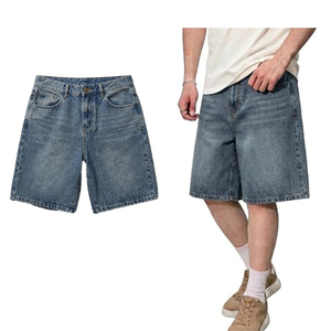 custom denim shorts Slightly <b>Stretch</b> 100% Cotton Straight Leg Casual baggy jorts <b>men</b> High Quality Breathable streetwear shorts - Product Image 1