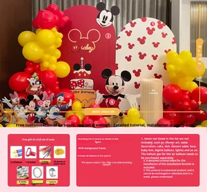 Decoración de Cumpleaños con Temática de <span class=keywords><strong>Mickey</strong></span> y Minnie, Panel de Fondo de KT con Diseño Personalizado de Luna Llena para <span class=keywords><strong>Primer</strong></span> Cumpleaños - Product Image 1