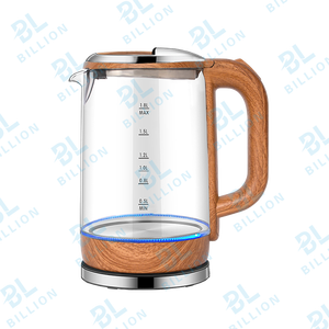 CB CE Certification 1.8L Wood Fashion Design 304SS Electric Glass <strong>Kettle</strong> Factory <strong>with</strong> Blue LED Light <strong>Filter</strong> Hervidor Electrico - Product Image 2