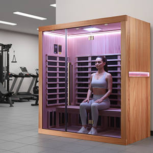 Cabine de sauna infrarouge lointain d'intérieur de grande taille 76x35 pouces, pour studio de yoga, 2 personnes, en bois de pruche, 120V, faible EMF, avec Bluetooth - Product Image 3