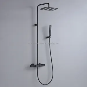 BTO Modern Shower Set Wall Mounted Black Bathroom Taps Brass Kits Shower Set Mixer Faucet Set Brushed Gold Shower