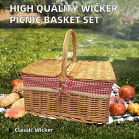 Groothandel Hot Selling Hoge Kwaliteit Vintage Rechthoekige Wicker Ecologische Multifunctionele Opbergmand met Deksel en Handvatten voor Picknick