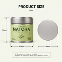 Boîte en fer blanc ronde vide de 30g 50g pour poudre de thé matcha, scellée avec couvercle à vis hermétique, emballage alimentaire de qualité alimentaire, logo personnalisé - Vente chaude