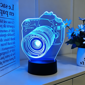 Veilleuse 3D USB à LED, Lampe de Table à Couleurs Changeantes, Motif Appareil Photo Flash, Cadeau Chambre à Coucher, Expédition Rapide - Product Image 3