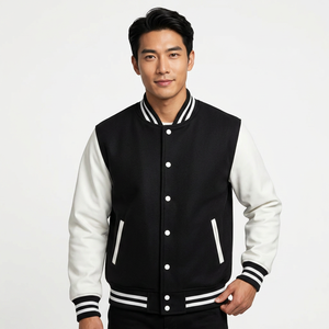 High Quality Men'<b>s</b> College Letterman Wool Varsity <b>Jacket</b> Covered Button Custom Stand Collar Front Casual Winter Wear Breathable - Product Image 1