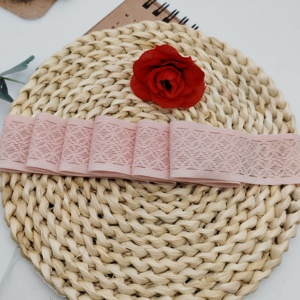 Pink Elastic Webbing 35mm Solid Color Custom Logo Jacquard Fabric Elastic Band Webbing 35mm Thin Ribbon for Bra Underwear - Product Image 1