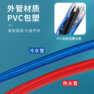 Tuyau tressé en acier inoxydable 1/2 pouce, flexible, pour chauffe-eau, robinet de toilette, tuyau d'entrée/sortie double extrémité - Product Image 3