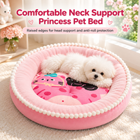 Coussin rond en peluche pour animaux de compagnie avec rebord surélevé pour chats et petits chiens, lit doux et apaisant en forme de beignet