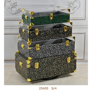 Boîtes de rangement en bois rectangulaires de conception européenne avec dessus/couvercle en acrylique transparent Organisateur de vêtements Bac de rangement élégant en bois - Product Image 2