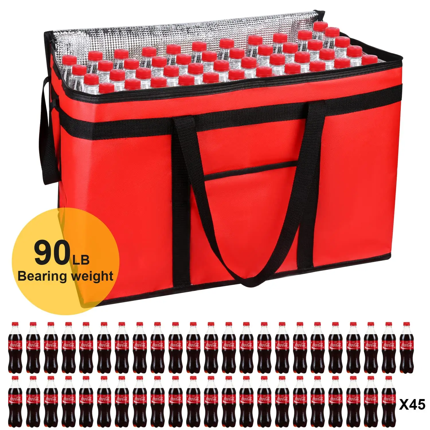 Reusable Waterproof Thermal Insulated Cooler Bag Grocery Cool Portable Carry Non Woven Lunch Cooler Bag for Food