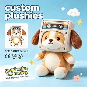 Llavero de perro de peluche suave personalizado al por mayor con decoración de cabezal de cinta antiguo, mini colgante de peluche al por mayor para regalo vintage y mercancía personalizada - Product Image 1