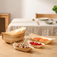 Petite assiette jetable en bois biodégradable pour servir les aliments, plateau de service, outils pour sushis, cuisine japonaise, snack de rue, takoyaki