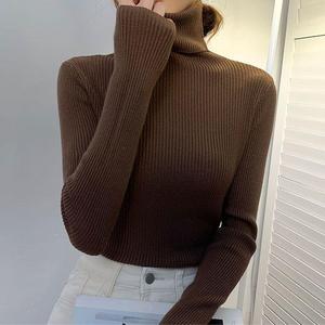 <strong>Women</strong> Long Sleeve Sweater High Collar Thermal Tops <strong>Turtleneck</strong> Woman Winter Thin Slim <strong>Jumpers</strong> Choker Sweaters - Product Image 2