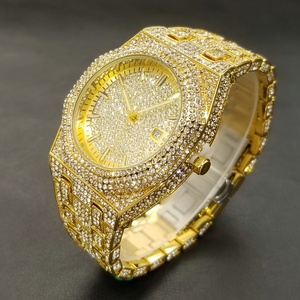 Montre en quartz lumineuse <span class=keywords><strong>Glam</strong></span> Cubazation compatible avec bracelet Cuban Link, strass avec calendrier de date - Product Image 5