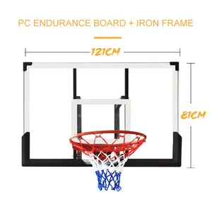 뜨거운 판매 하이 퀄리티 사용자 정의 PC 벽걸이 형 농구 보드 농구 림 농구 후프