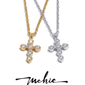 Mchic 4364 Exquisito Collar con Colgante <span class=keywords><strong>de</strong></span> Cruz <span class=keywords><strong>de</strong></span> Circonio y Acero Inoxidable, Chapado en <span class=keywords><strong>Oro</strong></span>, <span class=keywords><strong>Cadena</strong></span> Fina, Resistente al Agua - Product Image 1