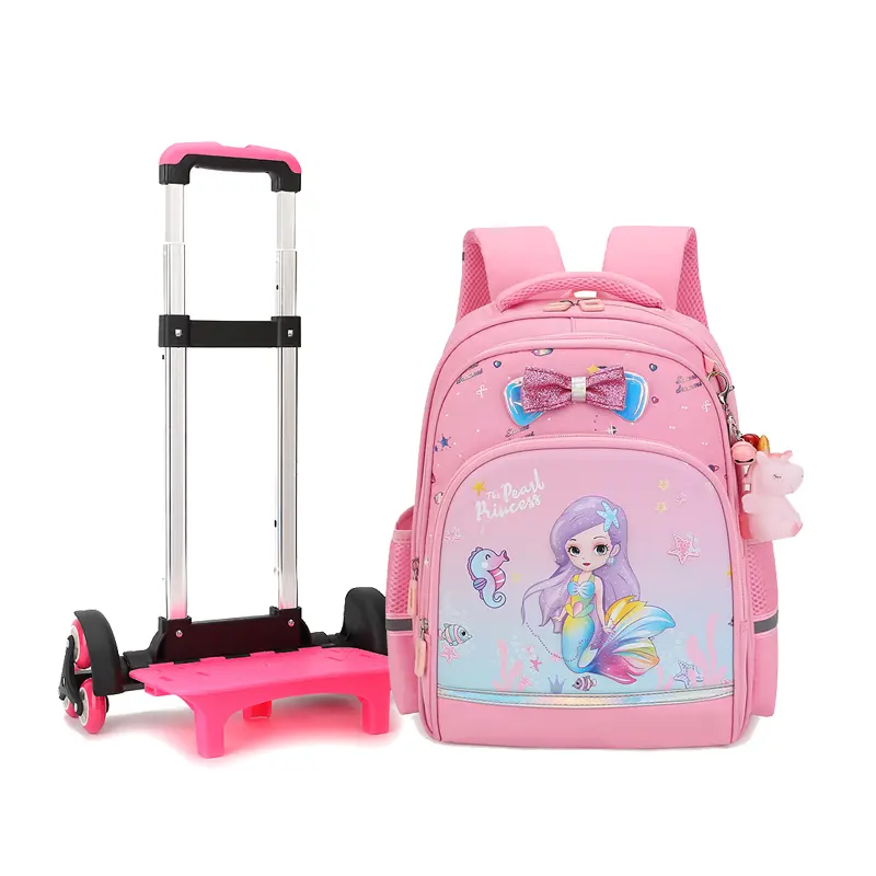 Trolley Schooltassen Nieuwe Mode Zeemeermin Cartoon Mochila Escolar Kinderen Schooltassen Rugzak Met Wielen Reizen Voor Kinderen Tas Meisjes