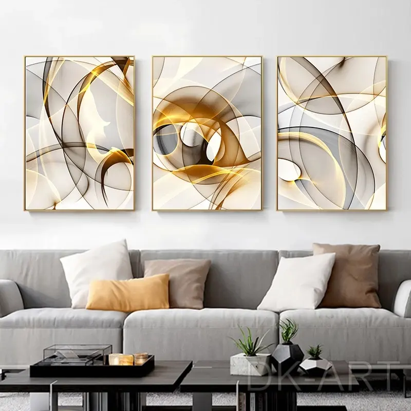 Gold Line Abstract Art Canvas Painting Nordic Minimalism Poster and print Modern wall art picture for Living Room Home Decor