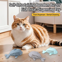 Jouet distributeur de friandises pour chat en silicone en forme de poisson creux, vente en gros