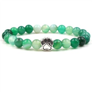 Pulseras de cuentas de piedra Natural coloridas de 8mm, pulsera de abalorios de pata con huella de perro y <span class=keywords><strong>gato</strong></span>, joyería elástica para amantes de las mascotas y fuego - Product Image 5