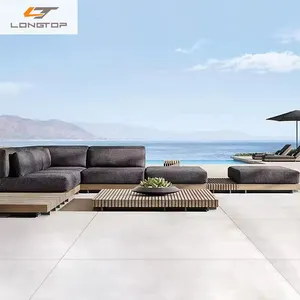 Ensemble terrasse de luxe villa hôtel bois massif loisirs étanche protection solaire patio jardin extérieur patio meubles teck canapé