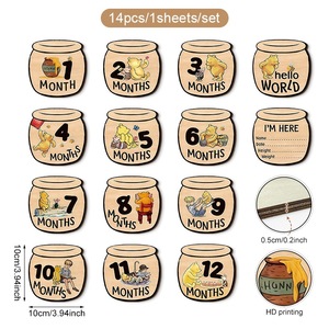 Pafu – 14 panneaux double face en forme de pot de miel en bois avec les inscriptions « Hello, World » et cercles de jalons mensuels pour bébé pour documenter la croissance - Product Image 2