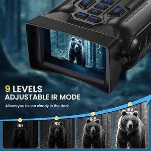 Lunettes de Vision Nocturne 4K pour Adultes Jumelles Thermiques Zoom 10X Carte TF <span class=keywords><strong>Infrarouge</strong></span> à 9 Niveaux de 32 Go Design Compact Photo Vidéo - Product Image 4