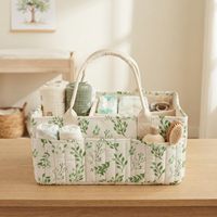 Cesto Organizador Floral Atacado para Fraldas, Bolsa Multifuncional para Berçário de Bebês, Cesto de Fraldas de Grande Capacidade para Trocador