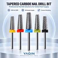 Embout de perceuse à ongles en carbure de tungstène conique à tête plate, personnalisé OEM, avec options de coupe codées par couleur pour les professionnels de l'industrie des ongles