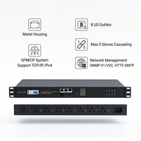 Nueva Unidad de Distribución de Energía (PDU) Inteligente Americana OEM de 19 Pulgadas y 1U con 8 Vías, Medidor IP485, Control SPMCIP, Carcasa Metálica, RS485/HTTP