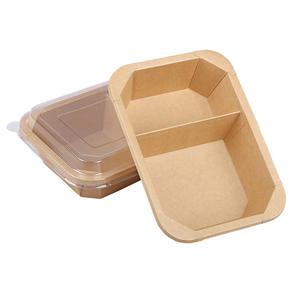Tazón de Papel Kraft Octagonal y Rectangular Reciclable de Grado Alimenticio para Ensaladas y Sándwiches con Tapa Transparente, Tazón Desechable para Comidas Ligeras - Product Image 5