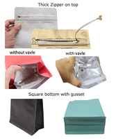 Bolsas de almacenamiento de alimentos para mascotas Bio PLA Kraft con estampado personalizado de 250g/12 Oz, válvula de grano de café negro biodegradable con cremallera y fondo plano