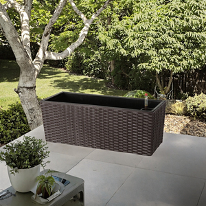 Maceta Moderna Rectangular de Imitación de Ratán con Autorriego, Material Plástico PP, Marca Yizhitang, Decoración para Hogar y Jardín, Colgante o de Pie - Product Image 3