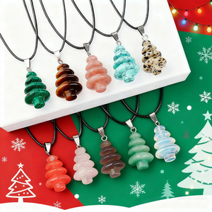 Collier pendentif sapin de Noël en cristal et pierre naturelle de <span class=keywords><strong>Madagascar</strong></span>, personnalisable, cadeau de Noël et du Nouvel An, vente en gros - Product Image 3