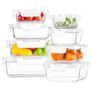 Boîte alimentaire en verre alimentaire de qualité supérieure, en verre borosilicate, avec couvercle, micro-ondable, chauffable, simple couche, pour la conservation des aliments - Product Image 1