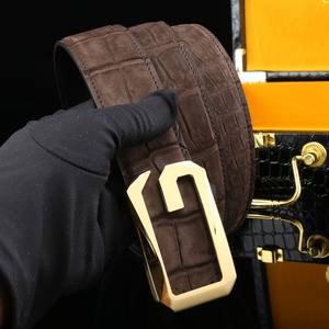 Cinturón de Lujo para Hombre de Cuero de Cocodrilo Nile Mate Teñido con Agua, de Alta Gama, Lujoso y Noble, con Hebilla de Placa de Acero - Product Image 3