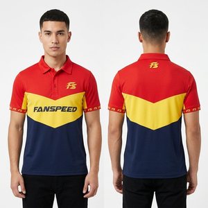 Retro Kleurblok Op Maat Gemaakte Heren Voetbal Poloshirts Navy en Rood Ademend Sportkleding - Product Image 3