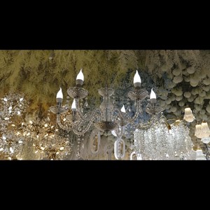 Lustre suspendu en acrylique et cristal à 15 têtes, Or et Argent, alimenté par courant alternatif, pour la décoration de hall et les événements communautaires, éclairage de plafond chaleureux - Product Image 2