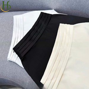 Shorts taille haute pour femmes, style jupe-short unie, service OEM pour la saison estivale, pantalon mi-mollet avec fermeture éclair - Product Image 4