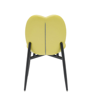 Chaise de salle à manger moderne en cuir PU jaune avec structure en acier durable et pieds en métal noir pour restaurant, café, bar