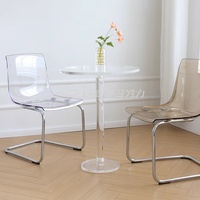 S Table d'appoint Table basse en acrylique Petite table ronde en acrylique assemblée transparente moderne