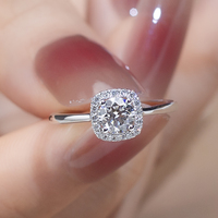 Bague de fiançailles halo pour femme Messi Jewelry MSR-918 en or 18 carats avec diamant de laboratoire rond 0,5 ct D VVS2